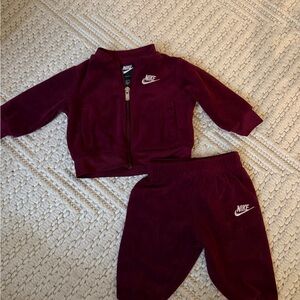 Nike Burgundy Velour Tracksuit 0-3 Months